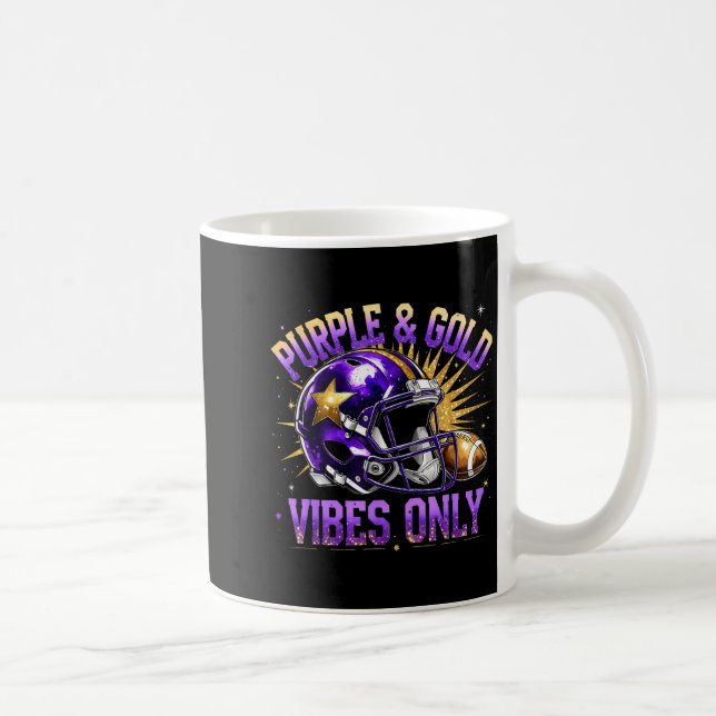Purple And Gold Vibes Only Football Fan Gift  Coffee Mug (Right)