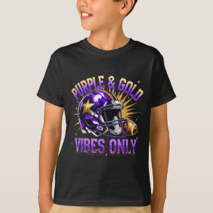 Purple And Gold Vibes Only Football Fan Gift T-Shirt