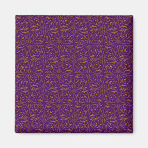 Purple and Gold Vine Pattern Magnet