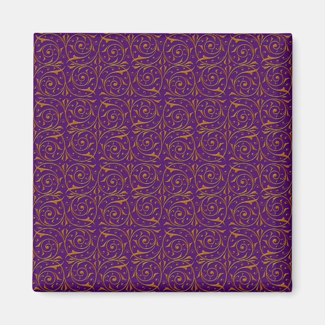 Purple and Gold Vine Pattern Magnet (Front)