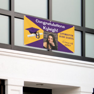 Purple and Gold Vinyl Graduation Photo Banner
