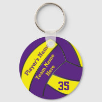 Purple and Gold Volleyball Keychains, PERSONALIZED