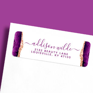 Purple And Gold Watercolor Return Address Label