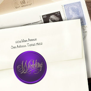 Purple and Gold Wedding Envelope Seal