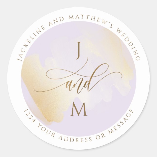 Purple and Gold Wedding Envelope Seal / Favour (Front)