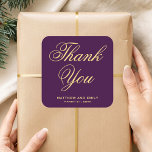 Purple and Gold Wedding Favour Sticker<br><div class="desc">Elegant purple wedding favour sticker. Customise it with your favourite background colour and text.</div>