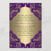 Purple and Gold Wedding Invitation