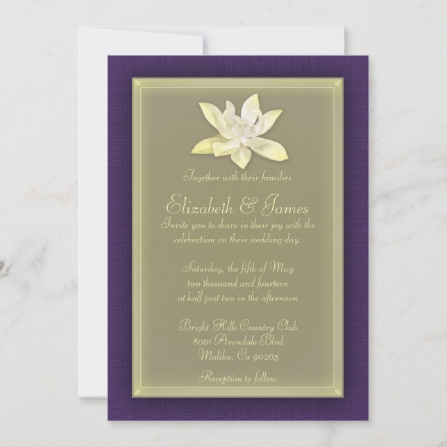 Purple And Gold Wedding Invitations (Front)