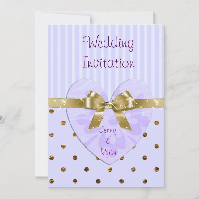 Purple and Gold Wedding Invitations (Front)