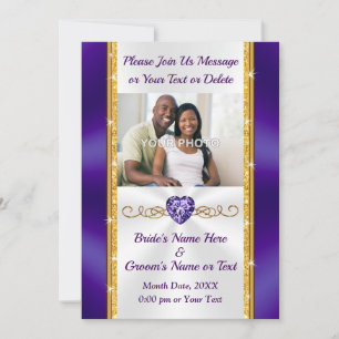 Purple and Gold, Wedding Invitations with Picture
