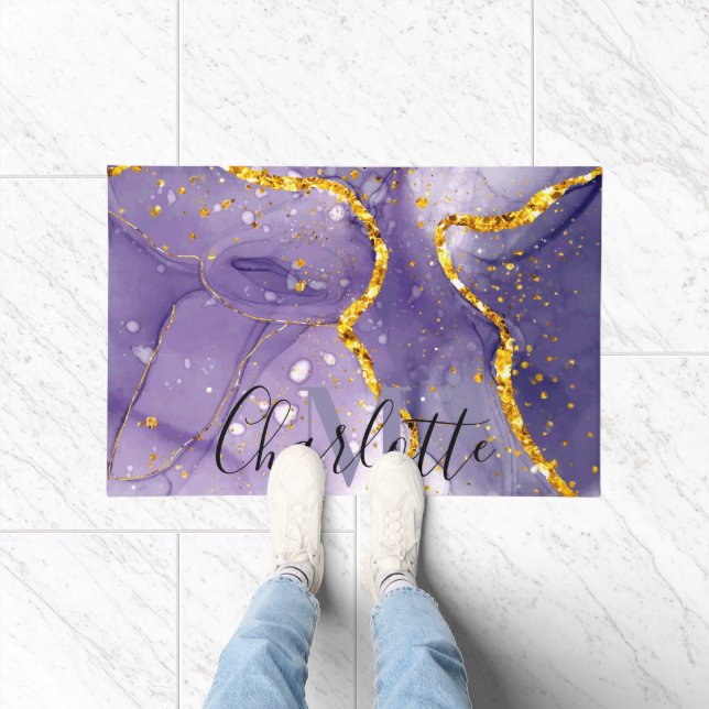 Purple and Golden Marble Doormat (Indoor)