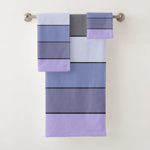 Purple And Gray Color Stripes On Watercolor Paper Bath Towel Set