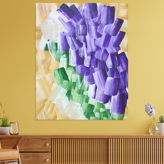 Purple and Green Abstract Brushstroke Pattern Canvas Print (Insitu(LivingRoom))