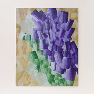 Purple and Green Abstract Brushstroke Pattern Jigsaw Puzzle
