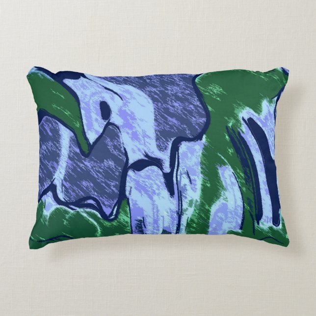 Purple and Green Abstract Decorative Cushion (Front)