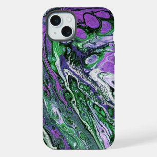 Purple and green abstract paint iPhone 15 plus case