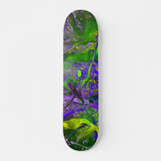 Purple and Green Abstract Skateboard (Front)