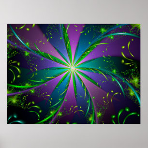 Purple and Green Aquatic Fractal Poster