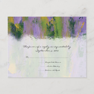Purple and Green Artistic Wedding RSVP Card