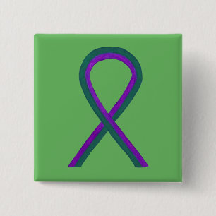 Purple and Green Awareness Ribbon Custom Button