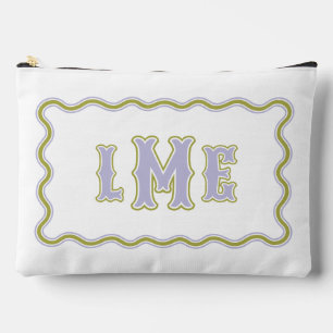 Purple and Green Bespoke Scalloped Monogram Accessory Pouch