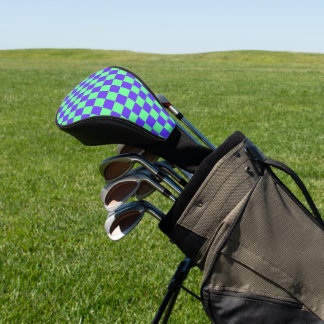 Purple and Green Chequerboard Pattern Golf Head Cover