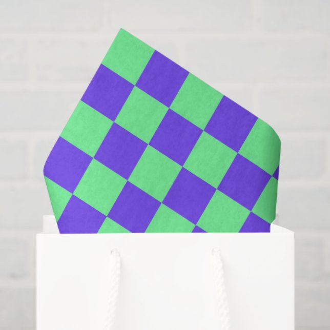 Purple and Green Chequerboard Pattern Tissue Paper (Gift Bag)