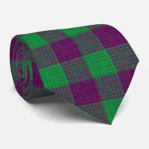 Purple and Green Crosshatch Chequered Pattern Tie