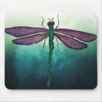 Purple and Green Dragonfly Mouse Pad