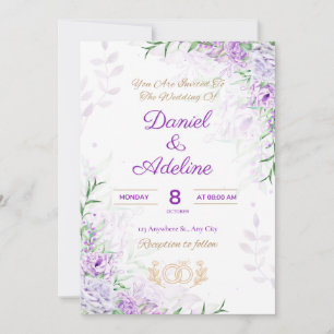 Purple and Green elegant wedding invitation