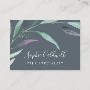 Purple and Green Eucalyptus Grey Business Card