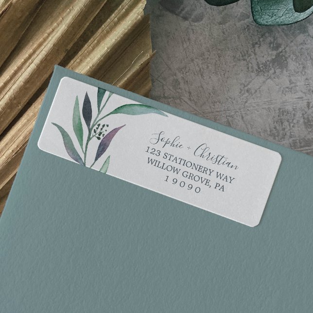 Purple and Green Eucalyptus Return Address Label (Creator Uploaded)