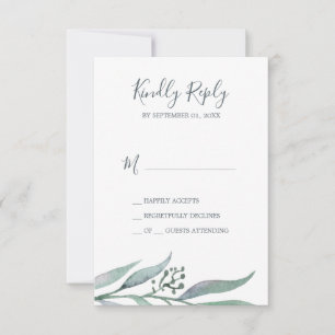 Purple and Green Eucalyptus Simple RSVP Card