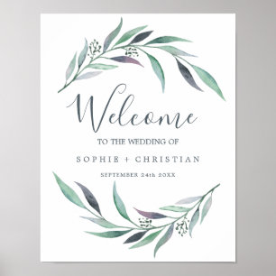 Purple and Green Eucalyptus Welcome Wedding Poster