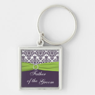 Purple and Green Father of the Groom Keychain