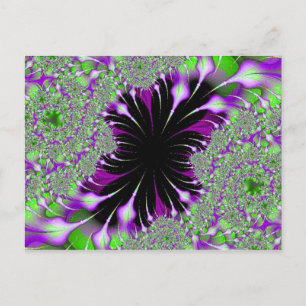 purple and green feathers fractal postcard