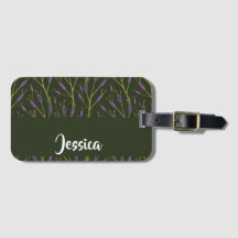 Purple and green floral branches pattern