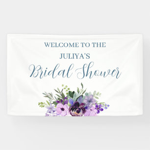 purple and green floral Bridal Shower Welcome Banner