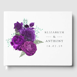 Purple and Green Floral Butterfly Guest Book