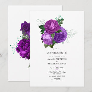 Purple and Green Floral Couples Shower Invitation
