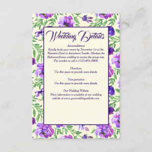 Purple and Green Floral Wedding Enclosure Card