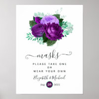 Purple and Green Floral Wedding Face Masks