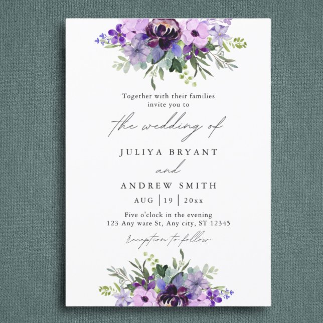 Purple and green  Floral wedding Invitation (Creator Uploaded)