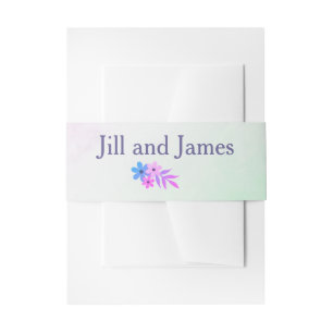 Purple and Green Floral Wedding Invitation Belly Band