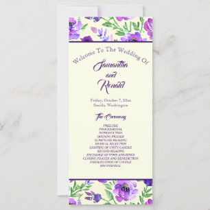 Purple and Green Floral Wedding Program