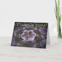 Purple and Green Fractal Art thank you card