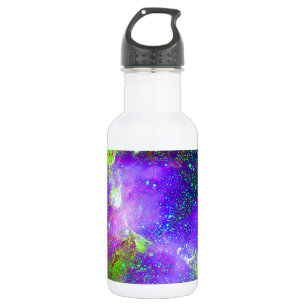 purple and green Galaxy Nebula space image. 532 Ml Water Bottle
