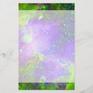 purple and green Galaxy Nebula space image. Stationery