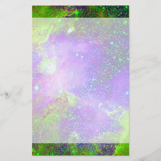 purple and green Galaxy Nebula space image. Stationery (Front)
