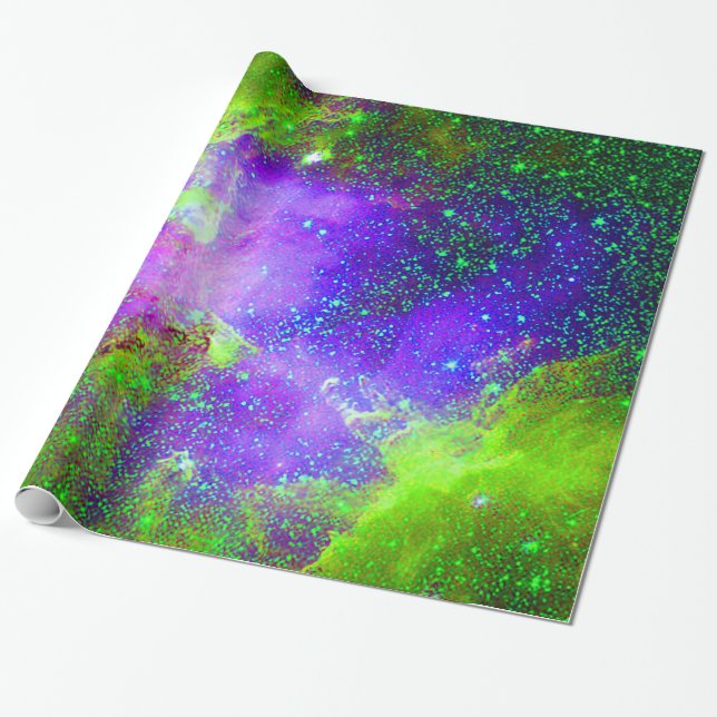purple and green Galaxy Nebula space image. Wrapping Paper (Unrolled)